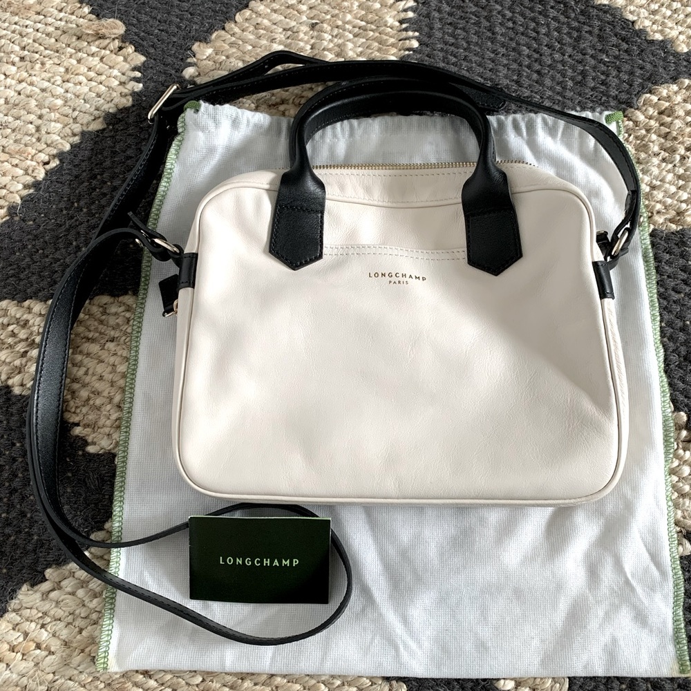 Longchamp leather zip detail expandable satchel
